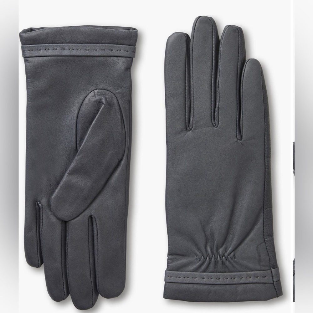 Bruno Marlo gray leather gloves with cashmere lining. Size 7.5